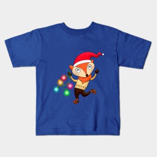 Merry Christmas Fox & Lights Kids T-Shirt